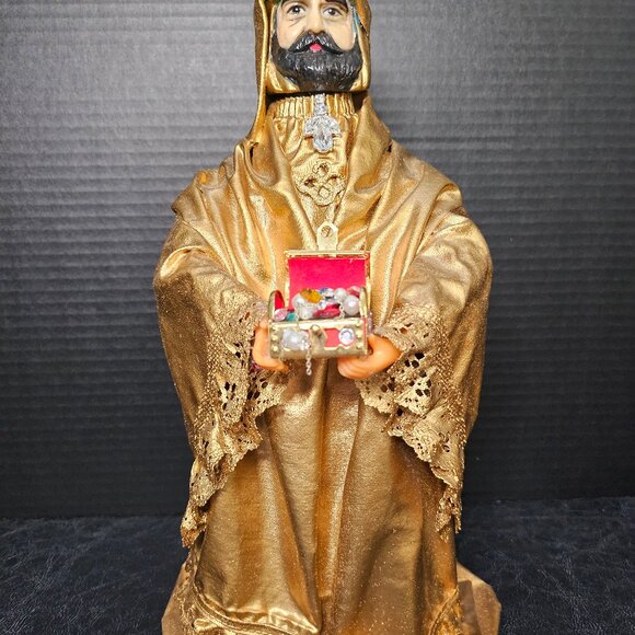 Three Kings Gold Fabriche Bejeweled With Crystals Three Wise Men Holiday Decor - Picture 5 of 12